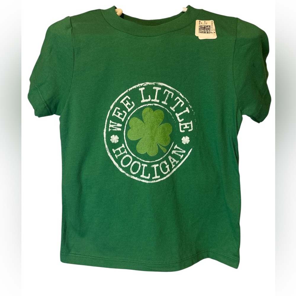 Toddler Green Short Sleeve Tee with Shamrock Design/Wee Little Hooligan